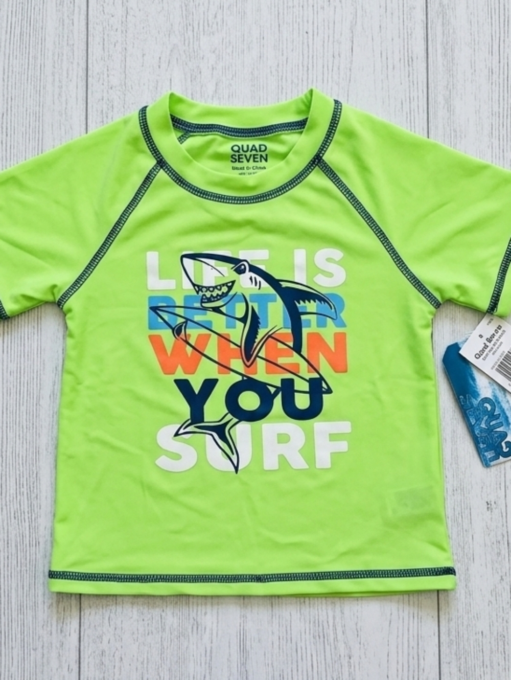 Quad Seven Kids Lime Green Surf Rashguard